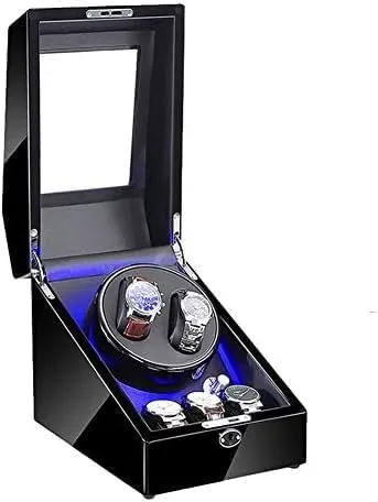 Mechanical Watch Shaker Automatic Watch Winder with LED Illumination Watch Winder Box Black Piano Paint Exterior Quiet Motor Dual Power (Size : 2 0) (
