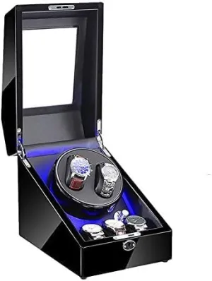 Mechanical Watch Shaker Automatic Watch Winder with LED Illumination Watch Winder Box Black Piano Paint Exterior Quiet Motor Dual Power (Size : 2 0) (