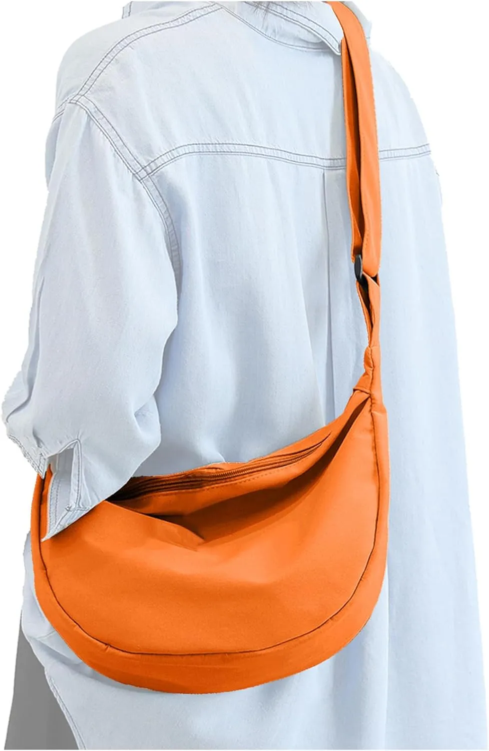 Medium Nylon Crossbody Crescent Bag for Women Men Fashionable Shoulder Bag with Adjustable Strap for Everyday Casual Travel