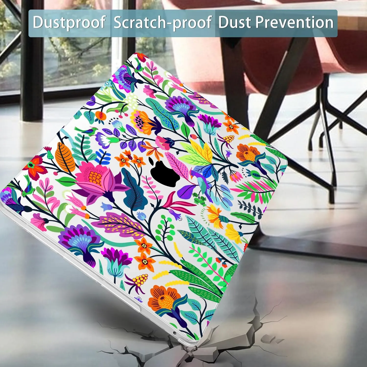 Mektron for MacBook Air 13 Case A1466/A1369 (2010-2017 Release), Snap-on Plastic Hard Shell Cover for MacBook Air 13.3 inch with Keyboard Cover,Bright-Coloured Flowers