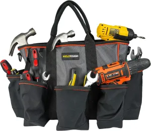 MELOTOUGH 14 inch Supply bag Open Top Tote tool bag Tool Organizer bag with shoulder strap for Cleaner, Contractor, HVAC (Gray)