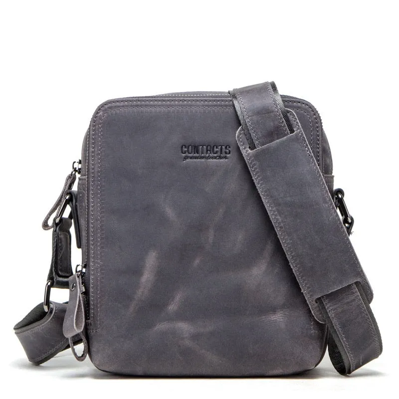 Men Bag Crazy Horse Leather Messenger Back Male Shoulder Fashion Crossbody Flap Business Travel Large Ipad Mochila Handbags Gift