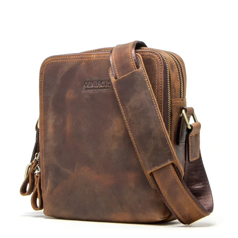 Men Bag Crazy Horse Leather Messenger Back Male Shoulder Fashion Crossbody Flap Business Travel Large Ipad Mochila Handbags Gift