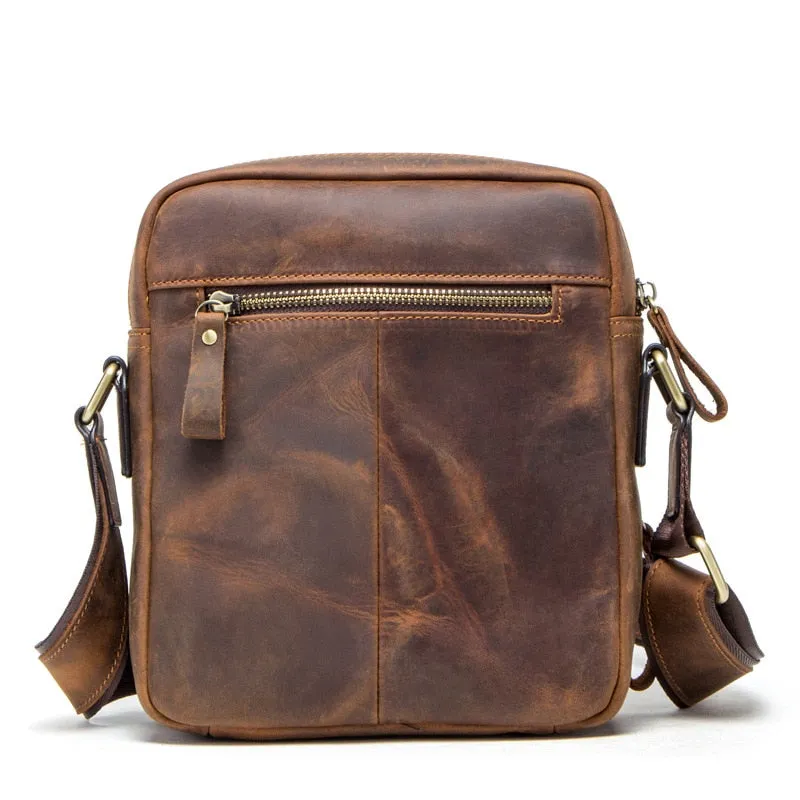 Men Bag Crazy Horse Leather Messenger Back Male Shoulder Fashion Crossbody Flap Business Travel Large Ipad Mochila Handbags Gift