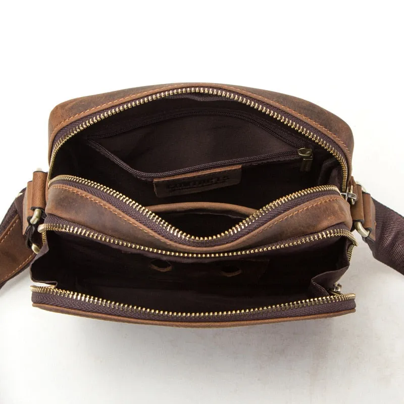 Men Bag Crazy Horse Leather Messenger Back Male Shoulder Fashion Crossbody Flap Business Travel Large Ipad Mochila Handbags Gift