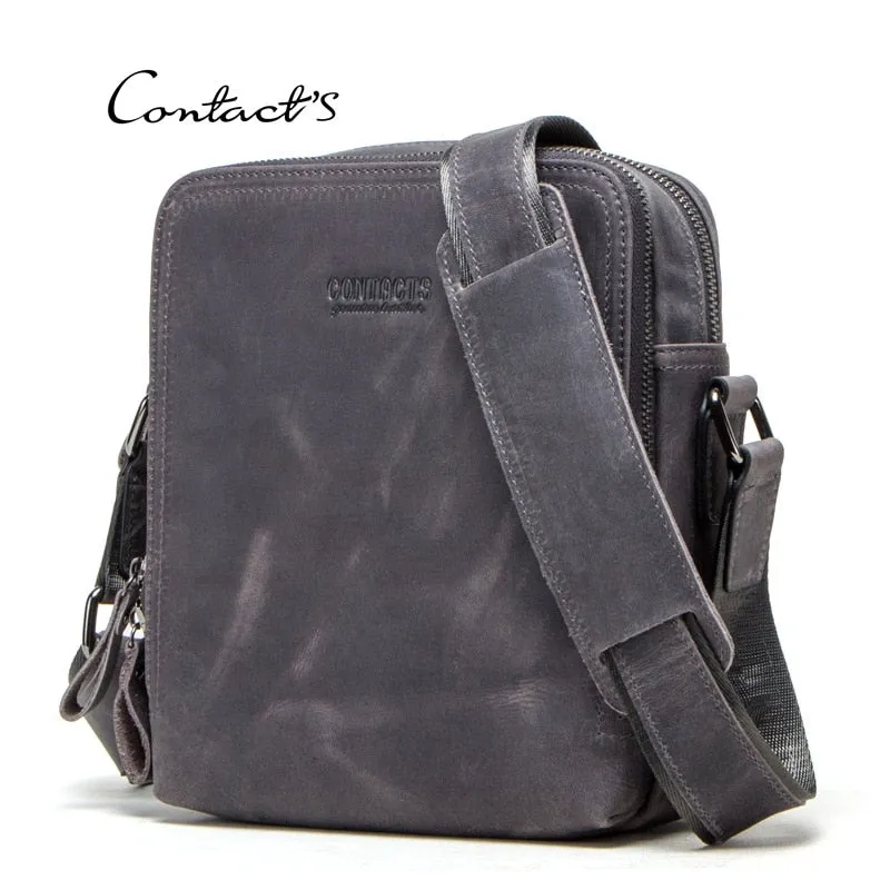 Men Bag Crazy Horse Leather Messenger Back Male Shoulder Fashion Crossbody Flap Business Travel Large Ipad Mochila Handbags Gift