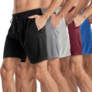 Men's 5" Inseam Mesh Workout Shorts 5-Pack – Lightweight, Breathable Athletic Shorts for Gym, Sports & Daily Wear