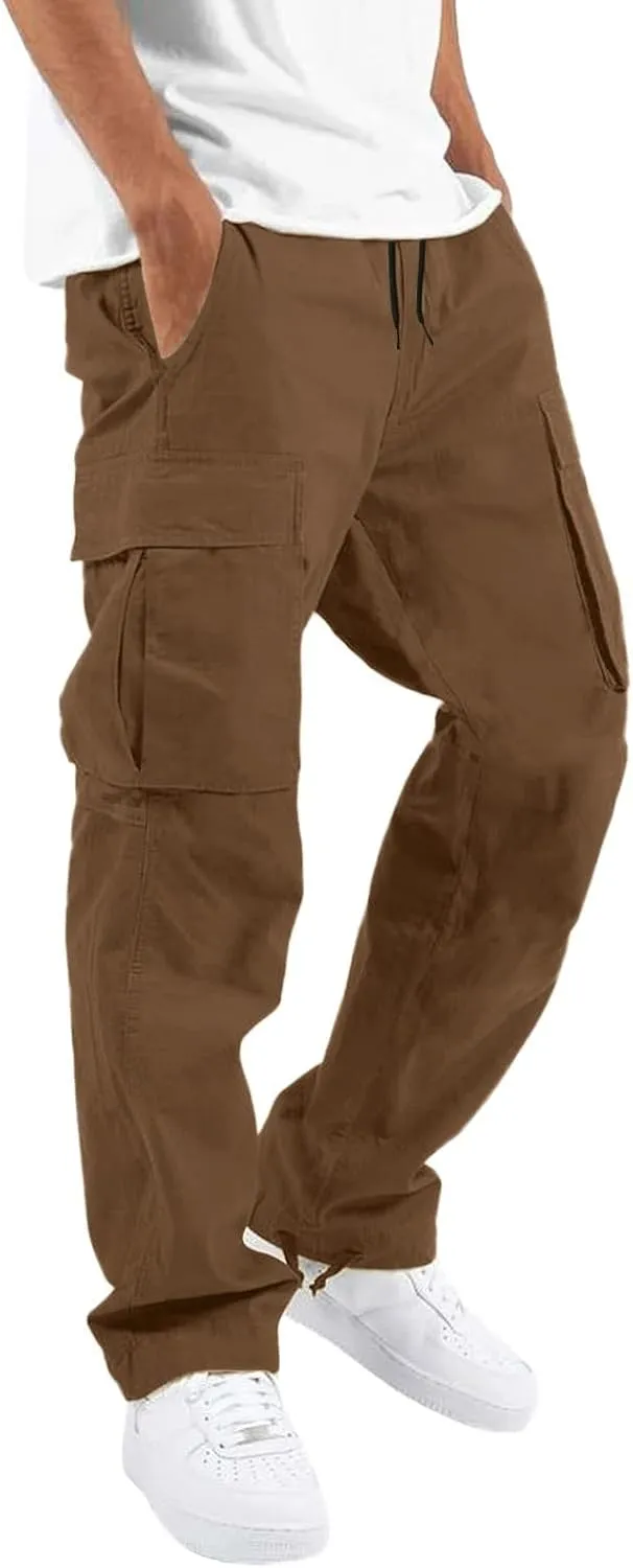 Men's Athletic Running Sweatpants Pants Straight-Leg Fitness Sports Men's Pants Casual Cargo Pants Workout Joggers