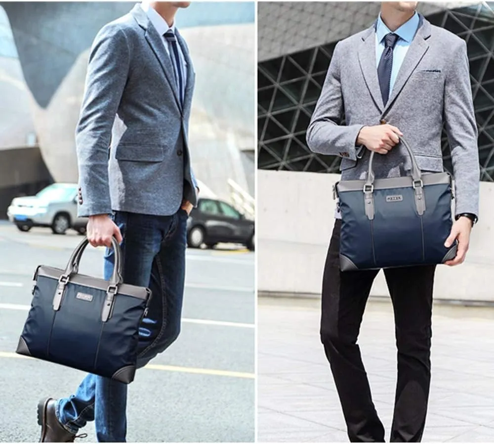 Men's Briefcase Mens Business Briefcase Shoulder Handbags Shoulder Strap Blue for Work Office Travel