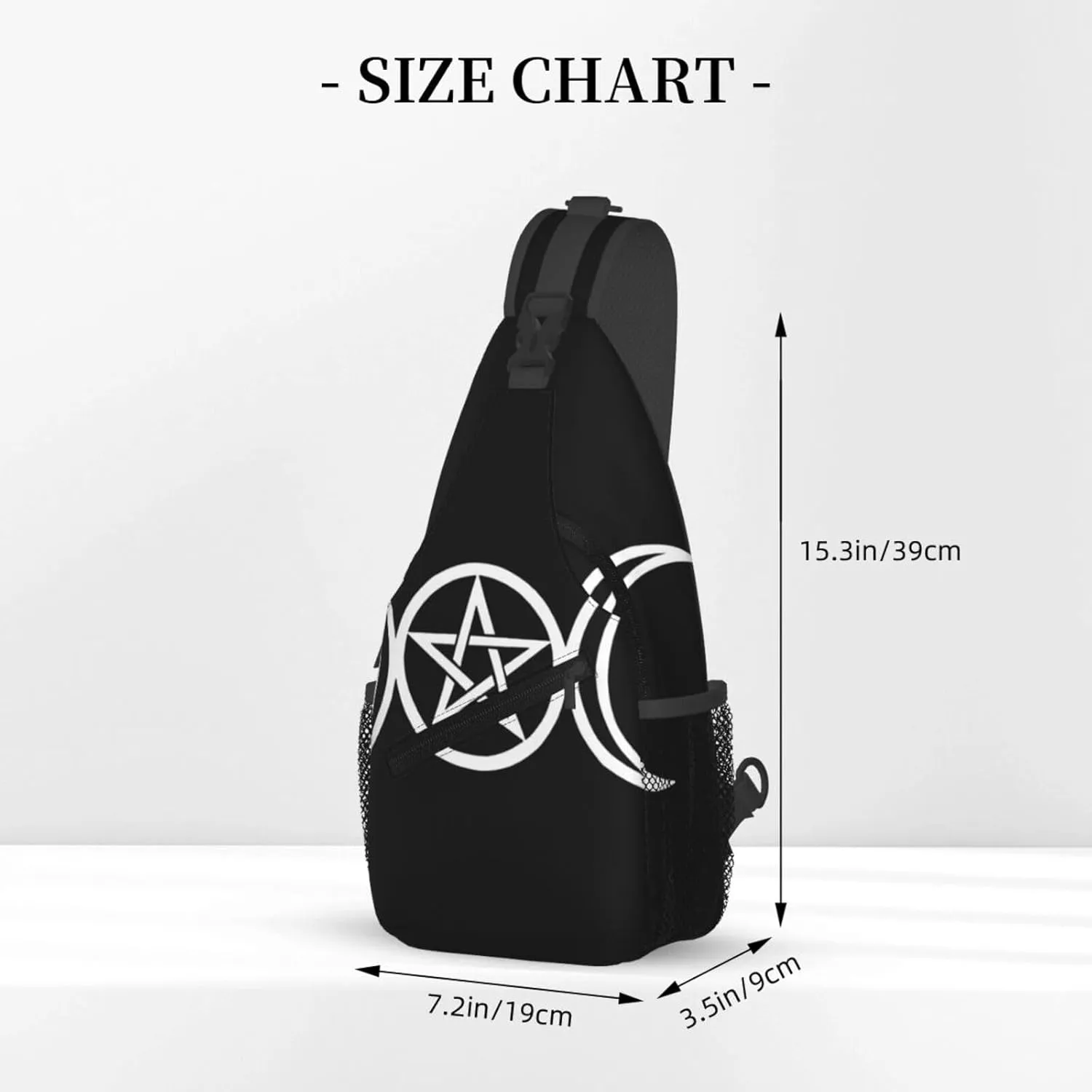 Men's Casual Crossbody Bags for Triple Moon Pentacle Pagan Backpack for Cycling and Travel, Fashion Sling Shoulder Backpack with Zipper Pocket for Hiking Outdoor Activities
