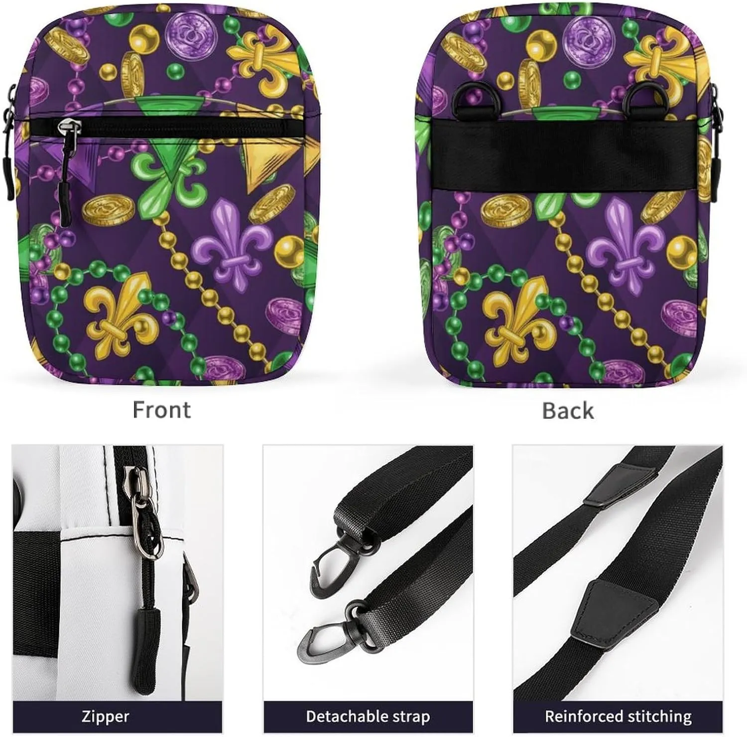 Mens Crossbody Zipper Bag, Small Shoulder Bag Zipper Travel Phone Pouch Wallet Waterproof Mini Purse