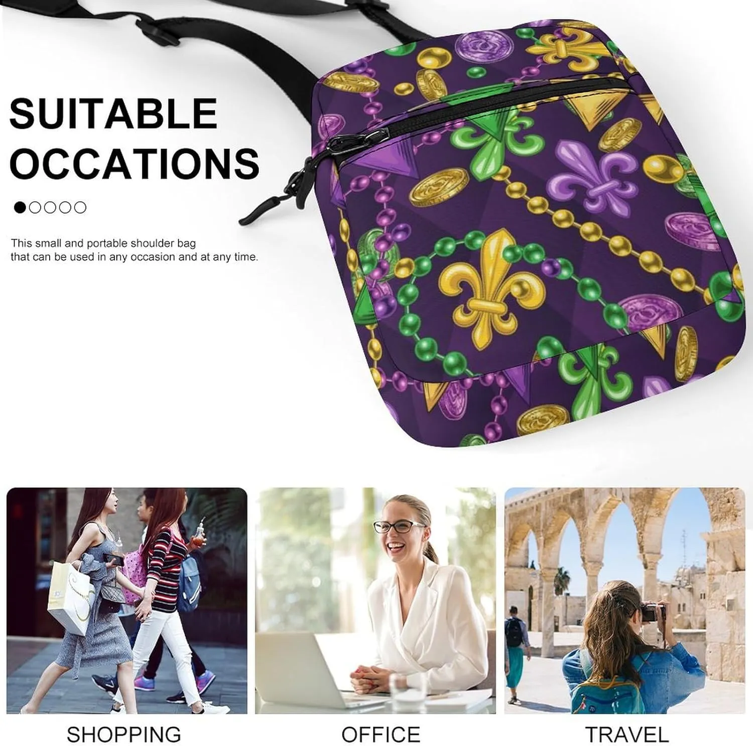 Mens Crossbody Zipper Bag, Small Shoulder Bag Zipper Travel Phone Pouch Wallet Waterproof Mini Purse