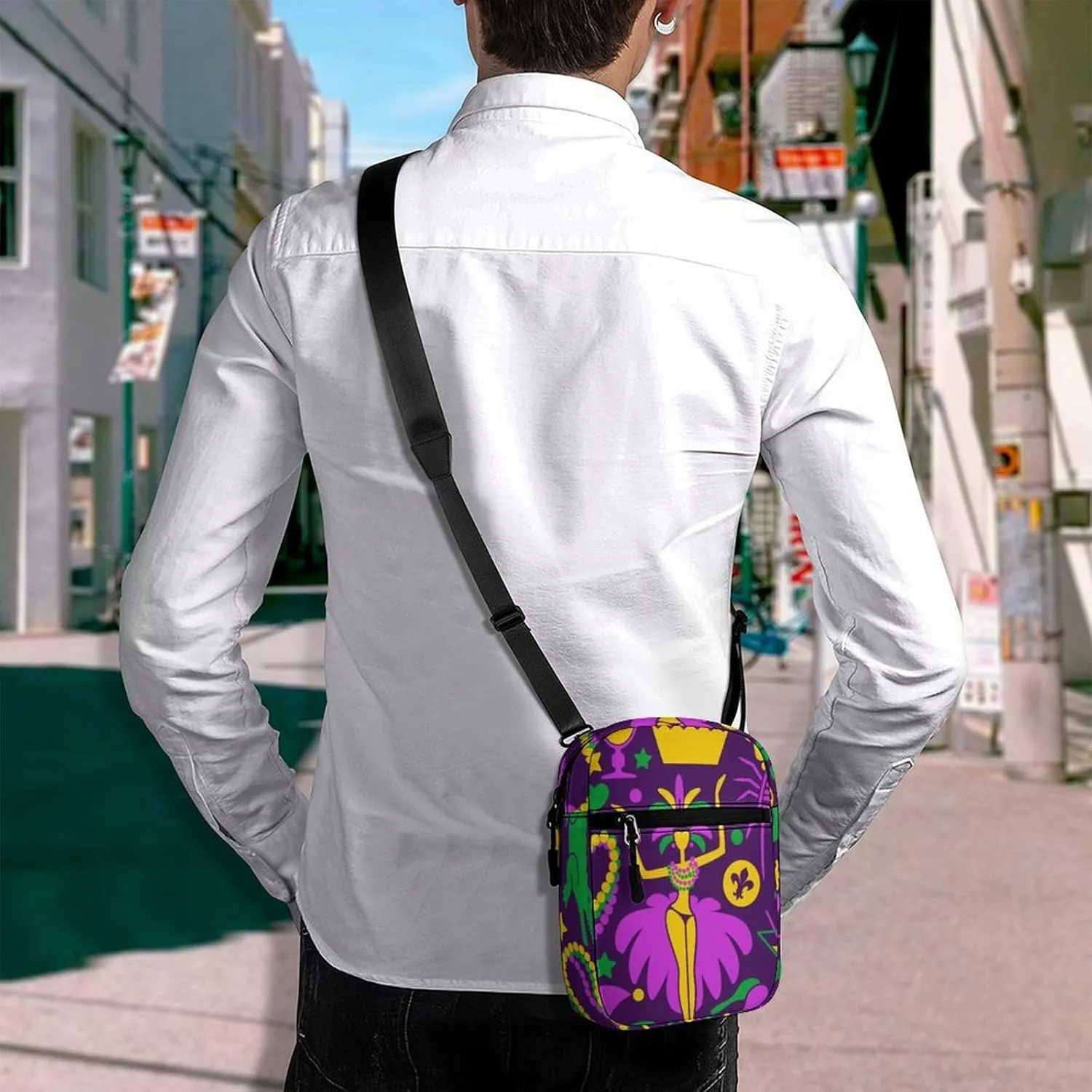 Mens Crossbody Zipper Bag, Small Shoulder Bag Zipper Travel Phone Pouch Wallet Waterproof Mini Purse