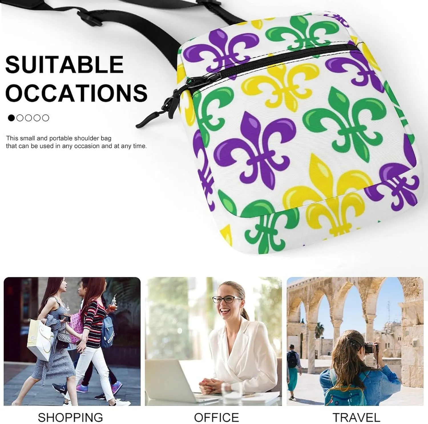 Mens Crossbody Zipper Bag, Small Shoulder Bag Zipper Travel Phone Pouch Wallet Waterproof Mini Purse