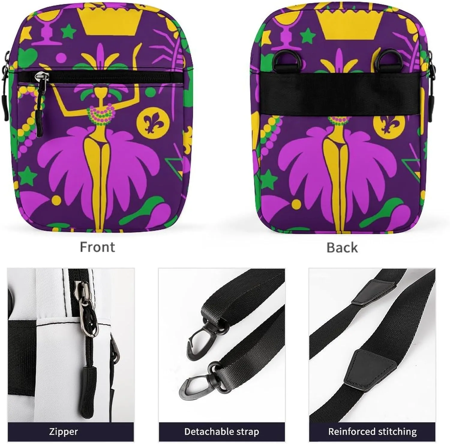 Mens Crossbody Zipper Bag, Small Shoulder Bag Zipper Travel Phone Pouch Wallet Waterproof Mini Purse