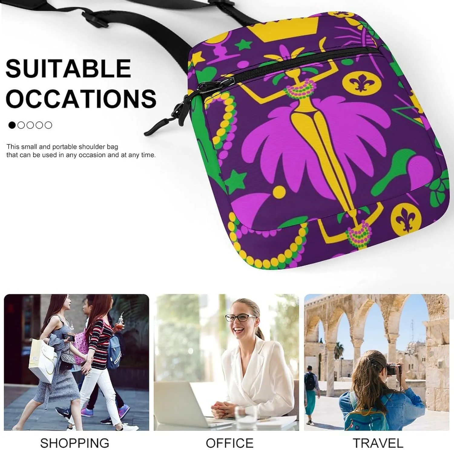 Mens Crossbody Zipper Bag, Small Shoulder Bag Zipper Travel Phone Pouch Wallet Waterproof Mini Purse