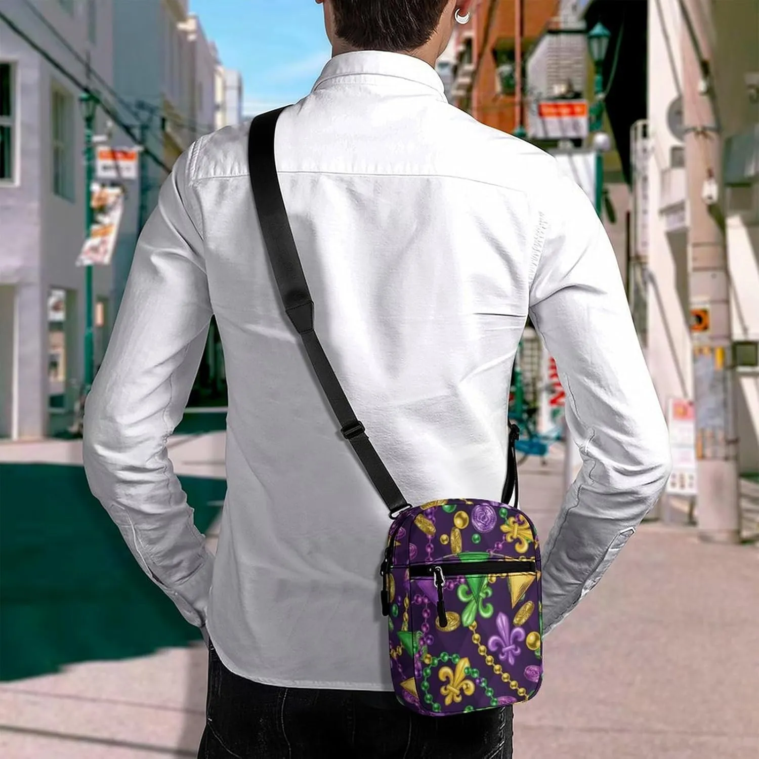 Mens Crossbody Zipper Bag, Small Shoulder Bag Zipper Travel Phone Pouch Wallet Waterproof Mini Purse