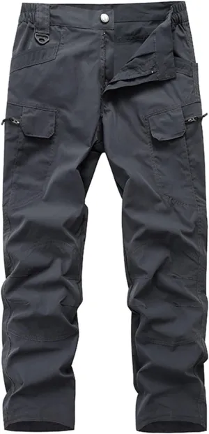 Men's Twill Relaxed Fit Cargo Pant Athletic Workout Jogger Sweatpants for Men with Zipper Pocket and Drawstring