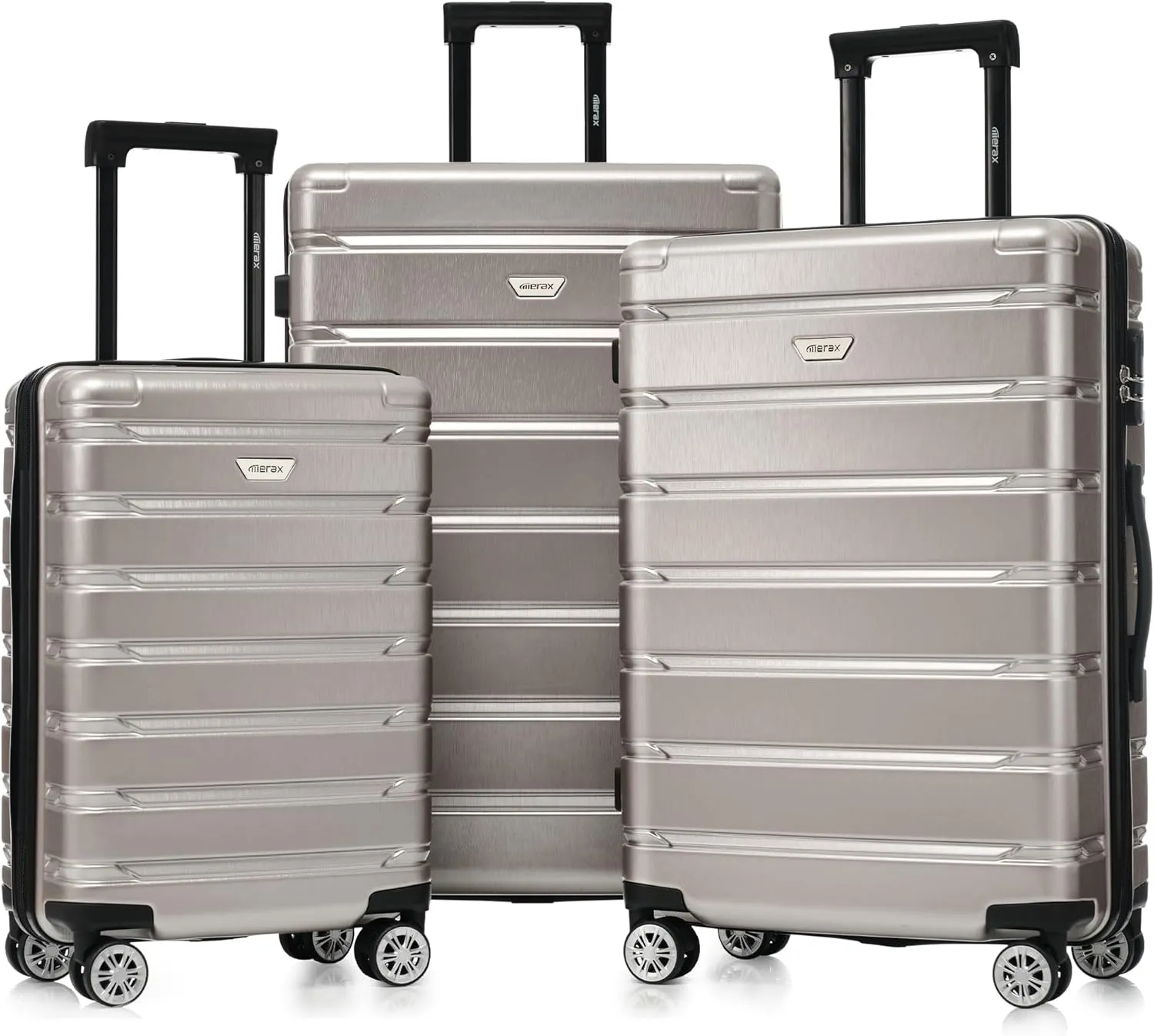 Merax Luggage Set 3 Piece, Hard Shell PC ABS Lightweight Suitcase Set with Spinner Wheels, for Travel Women Men (Fog Gray)