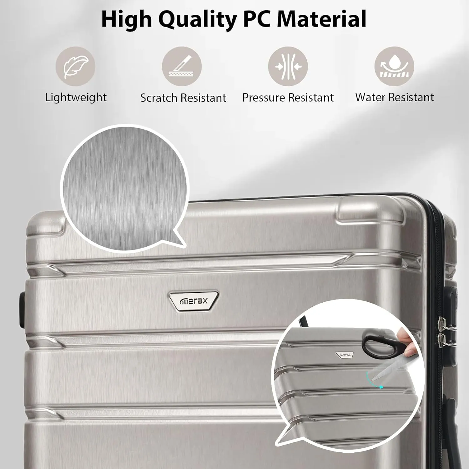 Merax Luggage Set 3 Piece, Hard Shell PC ABS Lightweight Suitcase Set with Spinner Wheels, for Travel Women Men (Fog Gray)