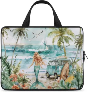 Mermaid Summer Beach Surfboard Laptop Bag Laptop Case Computer Messenger Bag with Adjustable Shoulder Strap