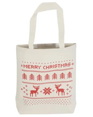 Merry Christmas 8 in Mini Canvas Gift Tote Bags w/ Gusset