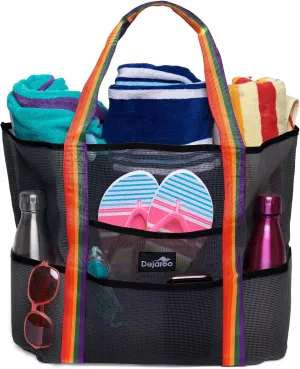 Mesh Sand Free Bag - Strong Lightweight Bag For Beach & Vacation Essentials. Tons of Storage!