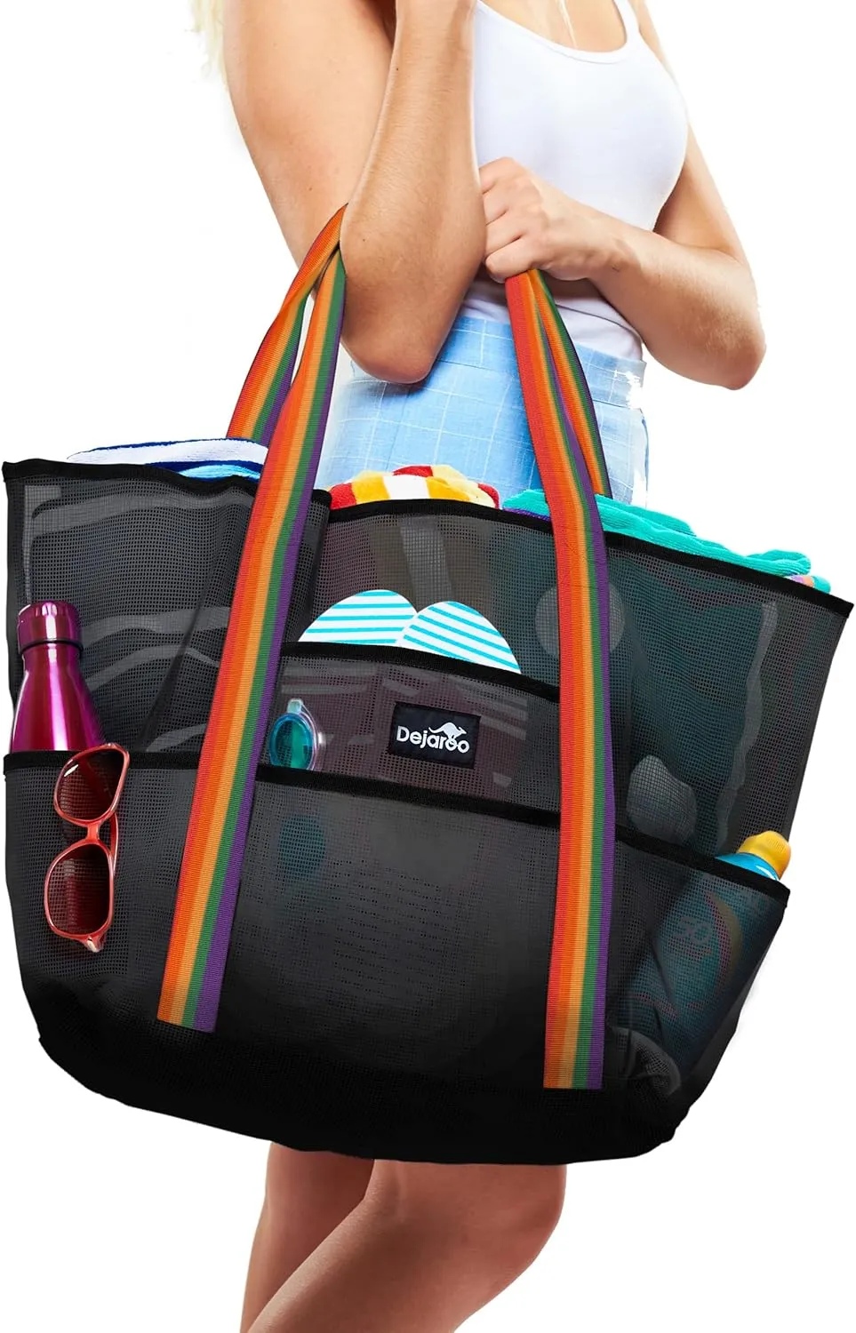 Mesh Sand Free Bag - Strong Lightweight Bag For Beach & Vacation Essentials. Tons of Storage!