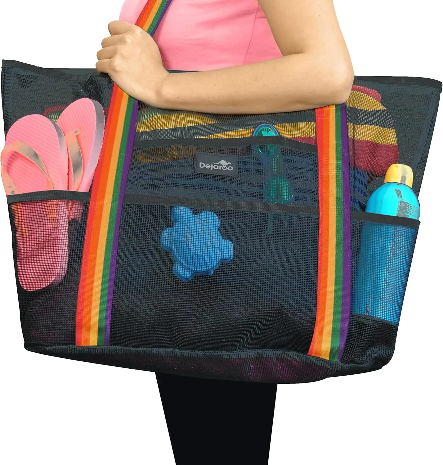 Mesh Sand Free Bag - Strong Lightweight Bag For Beach & Vacation Essentials. Tons of Storage!