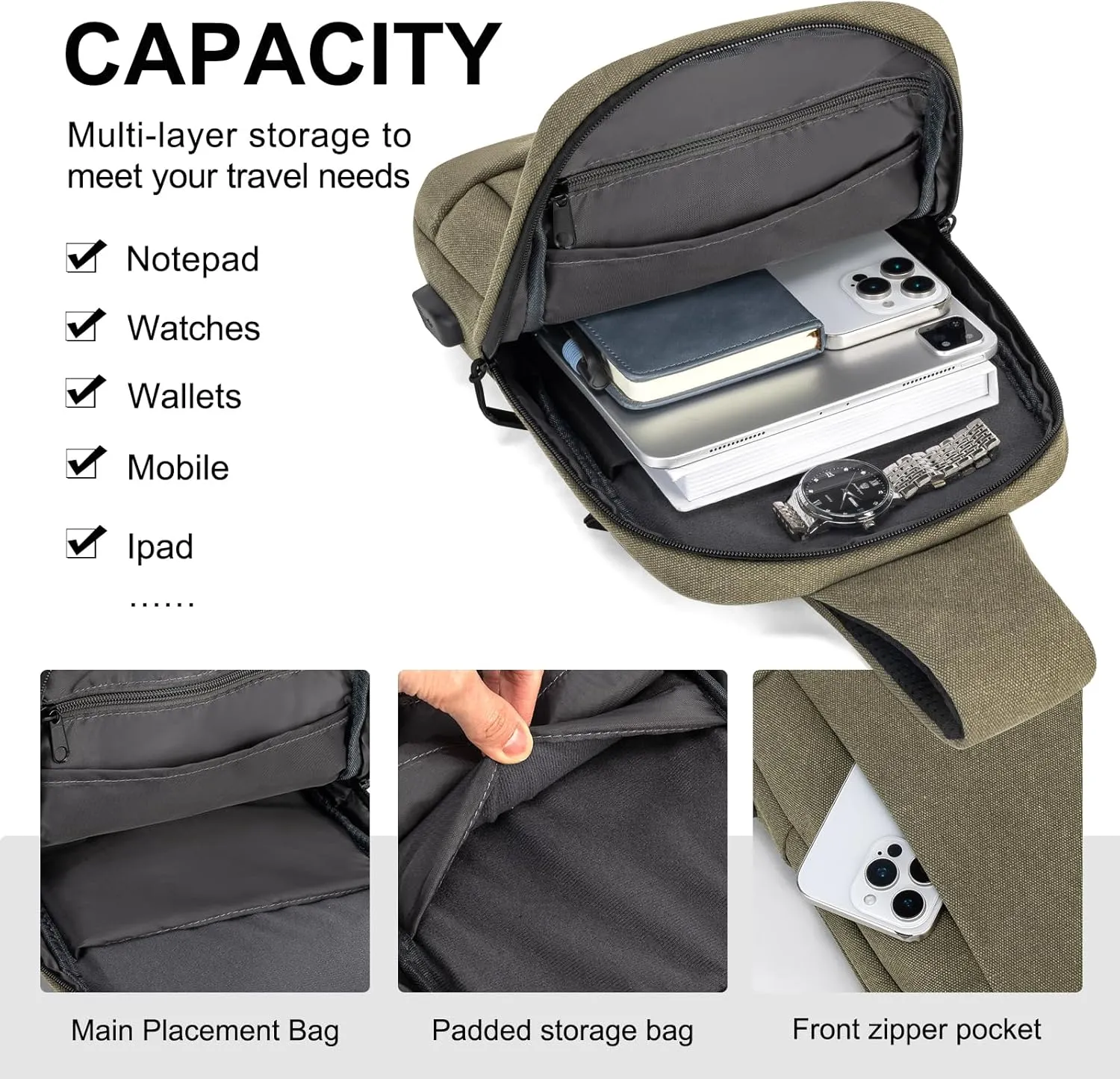 Messenger Bag Sling Bag Crossbody Shoulder Bag for Men Women Travel Work Satchel Bags