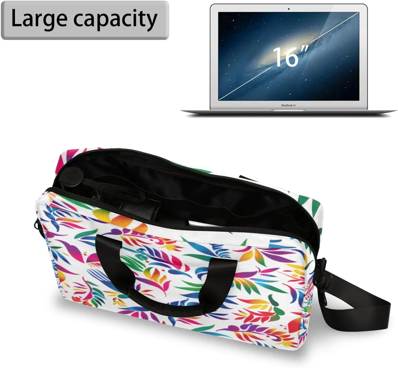 Mexican Otomi Flower Laptop Sleeve Case 14 15 15.6 inch, Mexican Otomi Flower Laptop Briefcase Shoulder Bag Waterproof Travel Computer Cover Carrying Bags