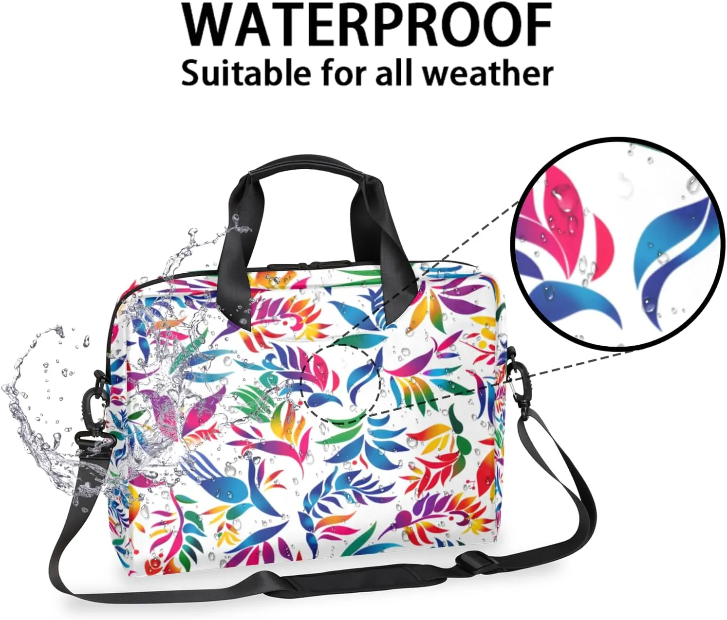 Mexican Otomi Flower Laptop Sleeve Case 14 15 15.6 inch, Mexican Otomi Flower Laptop Briefcase Shoulder Bag Waterproof Travel Computer Cover Carrying Bags