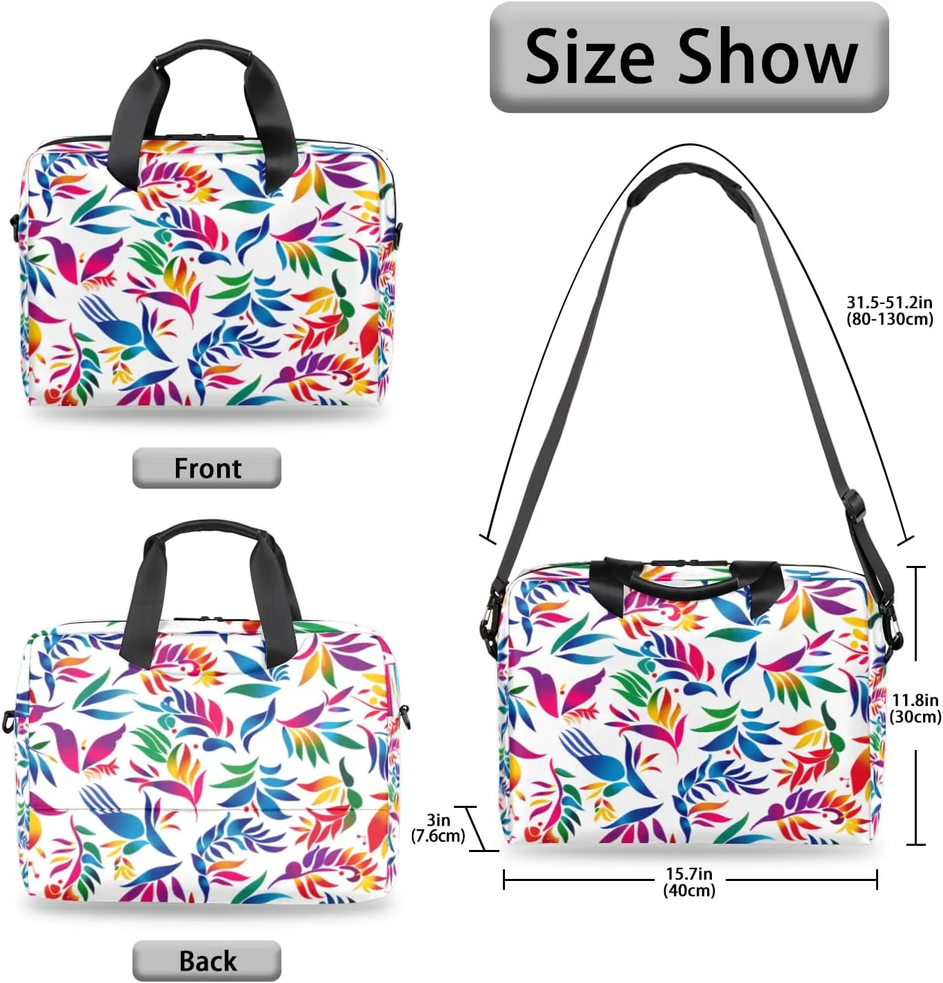 Mexican Otomi Flower Laptop Sleeve Case 14 15 15.6 inch, Mexican Otomi Flower Laptop Briefcase Shoulder Bag Waterproof Travel Computer Cover Carrying Bags