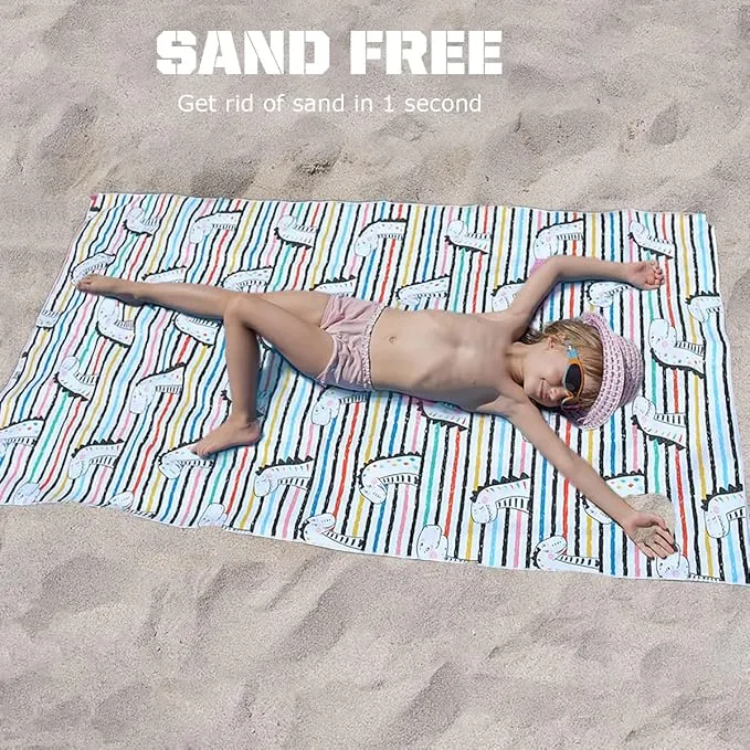 Microfiber Beach Towel, Extra Large 63"x32" Sand Free Beach Towel Super Lightweight Towels for Swimming Pool, Camping, Picnic, Yoga Gym Sports