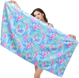 Microfiber Beach Towel, Extra Large 63"x32" Sand Free Beach Towel Super Lightweight Towels for Swimming Pool, Camping, Picnic, Yoga Gym Sports