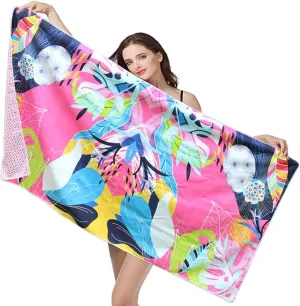 Microfiber Beach Towel, Extra Large 63"x32" Sand Free Beach Towel Super Lightweight Towels for Swimming Pool, Camping, Picnic, Yoga Gym Sports