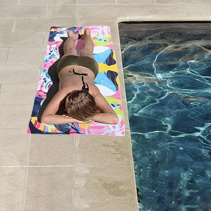 Microfiber Beach Towel, Extra Large 63"x32" Sand Free Beach Towel Super Lightweight Towels for Swimming Pool, Camping, Picnic, Yoga Gym Sports