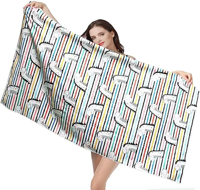 Microfiber Beach Towel, Extra Large 63"x32" Sand Free Beach Towel Super Lightweight Towels for Swimming Pool, Camping, Picnic, Yoga Gym Sports