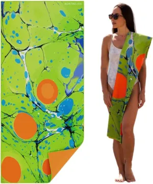 Microfiber Beach Towel, Quick Dry, Sand Free, Lightweight, Compact, Large Size, Perfect for Pool, Camping, Hiking, Yoga, Travel, Beach (Orange Bucare)