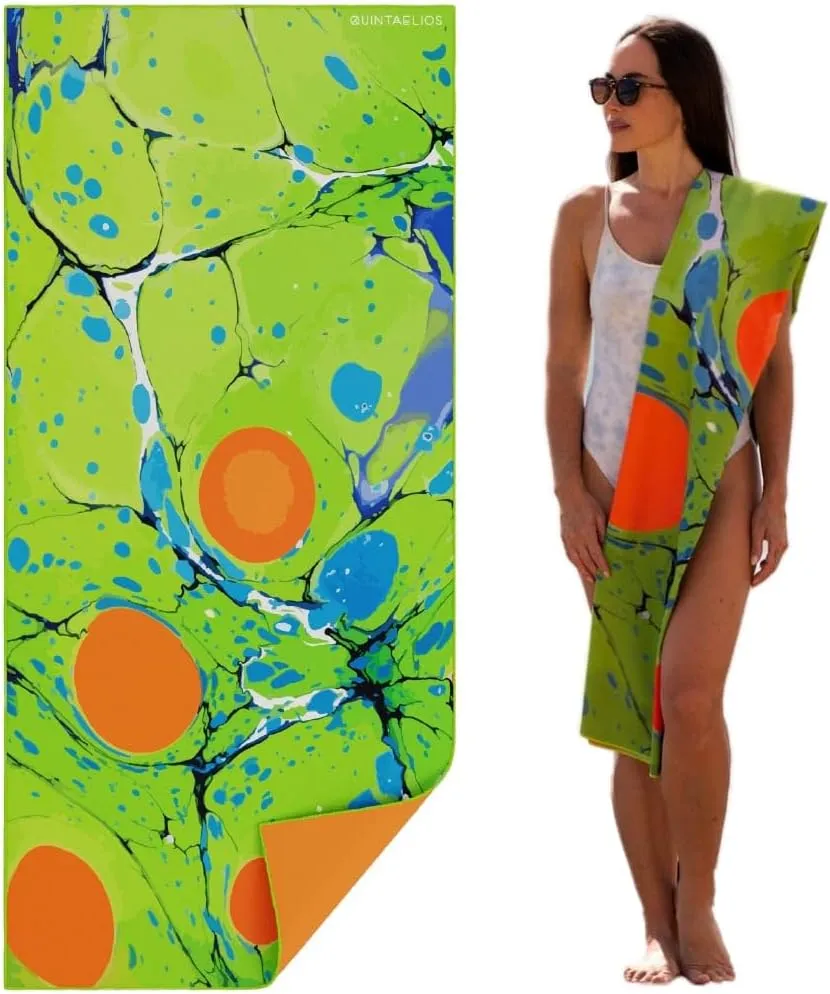 Microfiber Beach Towel, Quick Dry, Sand Free, Lightweight, Compact, Large Size, Perfect for Pool, Camping, Hiking, Yoga, Travel, Beach (Orange Bucare)