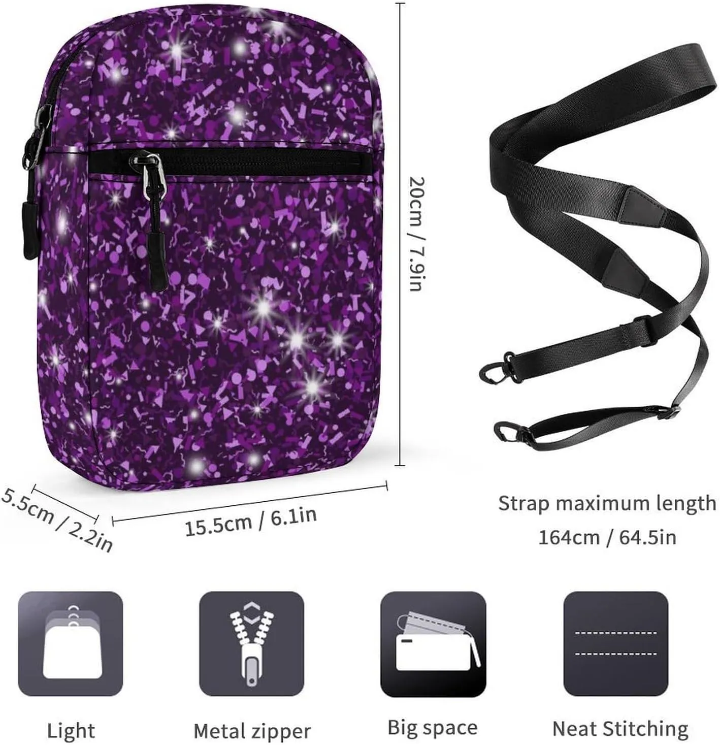 Mini Crossbody Bag for Women, Waterproof Zipper Shoulder Bag Casual Cell Phone Purse Travel Pouch