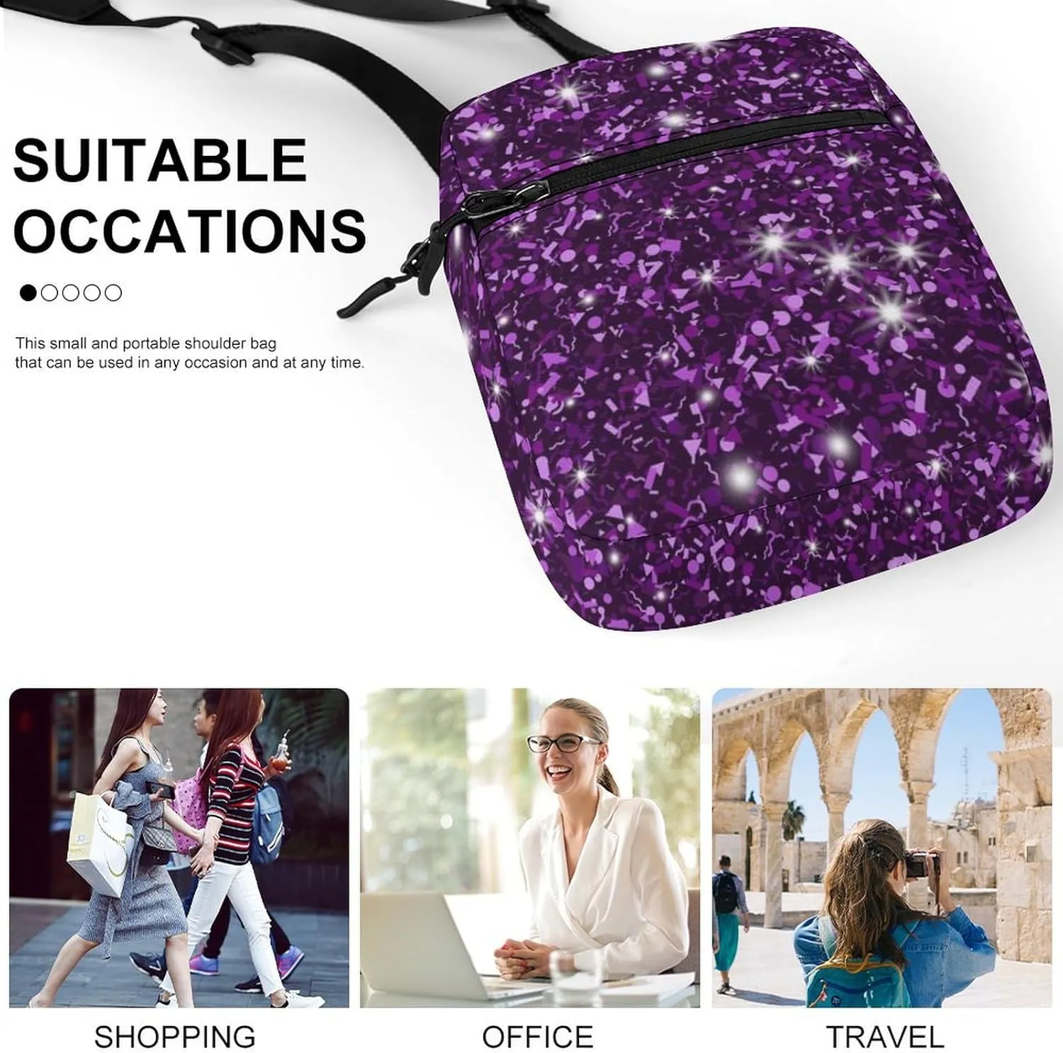 Mini Crossbody Bag for Women, Waterproof Zipper Shoulder Bag Casual Cell Phone Purse Travel Pouch