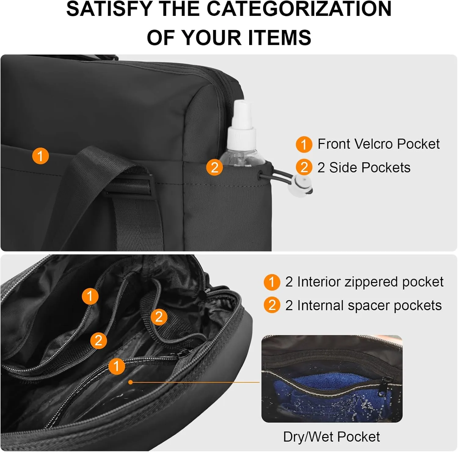 Mini Gym Bag for Women, Small Gym Bag Gym Tote Bag Waterproof Travel Duffel Bag with Wet Compartment, Cute Sports Bag Suitable for Traveling on Weekends (Black)