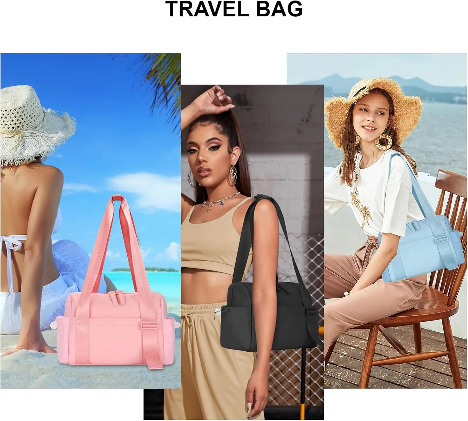 Mini Gym Bag for Women, Small Gym Bag Gym Tote Bag Waterproof Travel Duffel Bag with Wet Compartment, Cute Sports Bag Suitable for Traveling on Weekends (Black)
