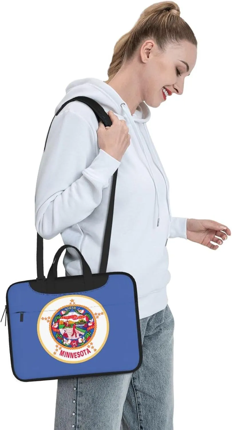 Minnesota State Flag Print Laptop Adjustable Shoulder Strap With Handle Accessory Pocket For Men Women