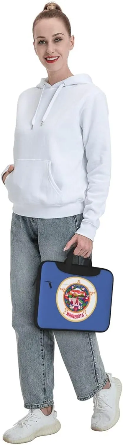 Minnesota State Flag Print Laptop Adjustable Shoulder Strap With Handle Accessory Pocket For Men Women