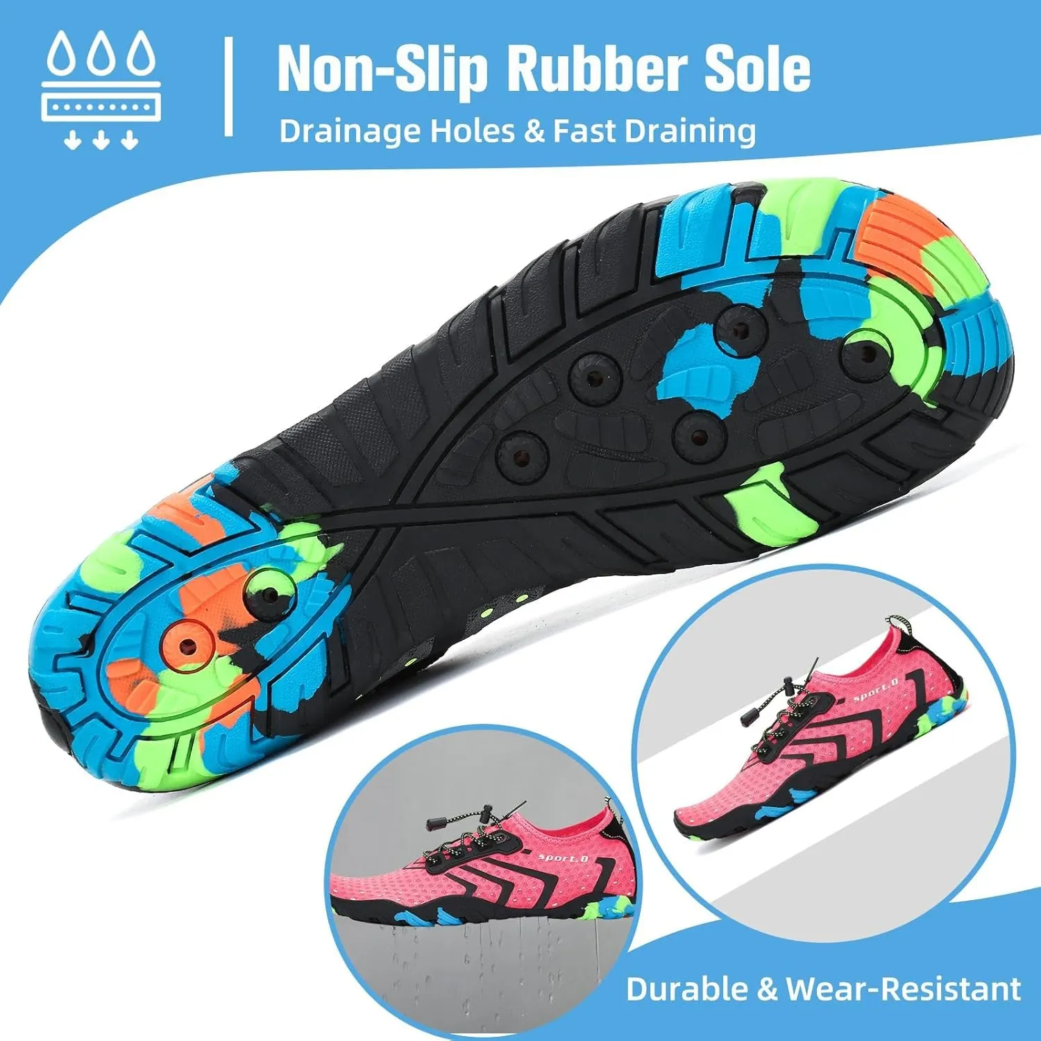 Mishansha Water Shoes for Women Men Barefoot Beach Shoe Quick Dry Aqua Swim Socks for Surfing Yoga Size 4.5-15 Women/3-13.5 Men