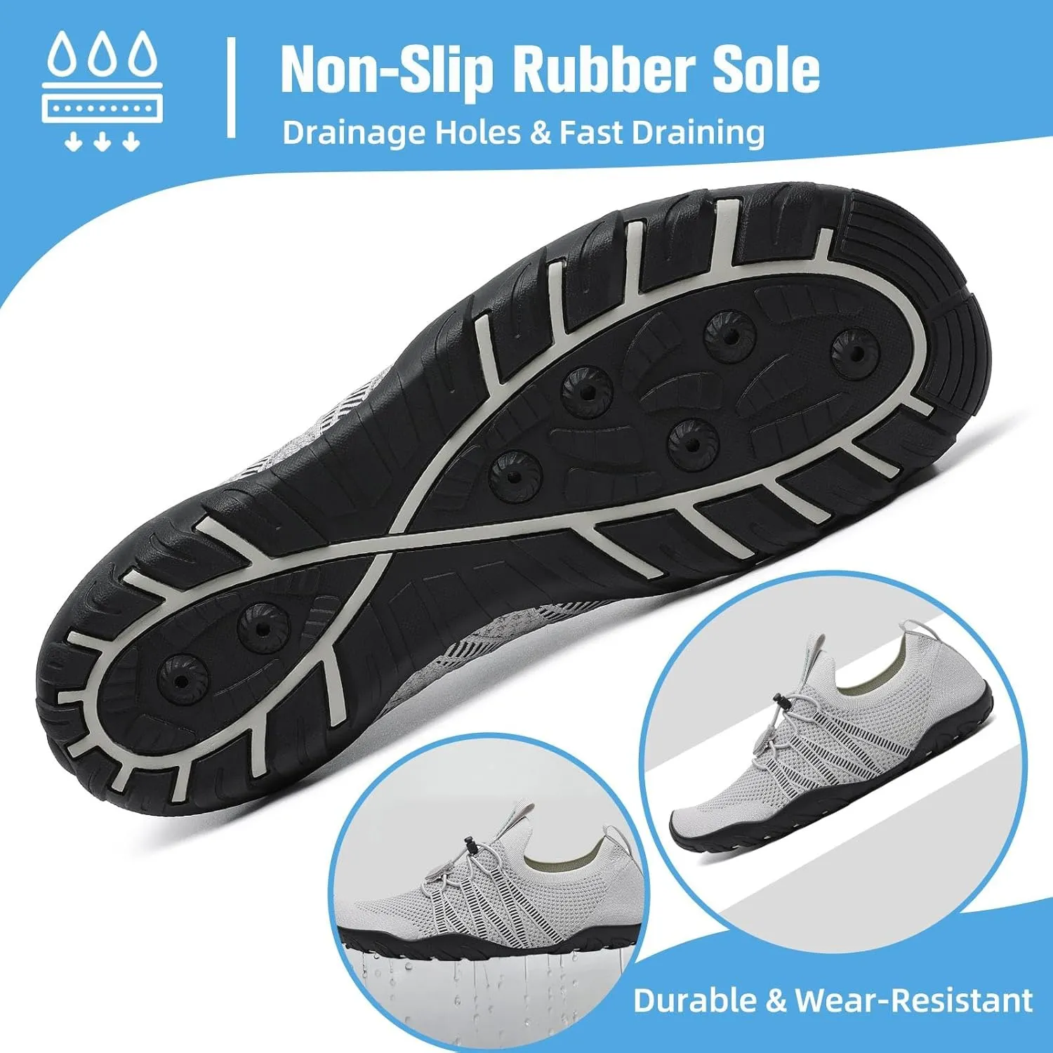 Mishansha Water Shoes for Women Men Barefoot Beach Shoe Quick Dry Aqua Swim Socks for Surfing Yoga Size 4.5-15 Women/3-13.5 Men