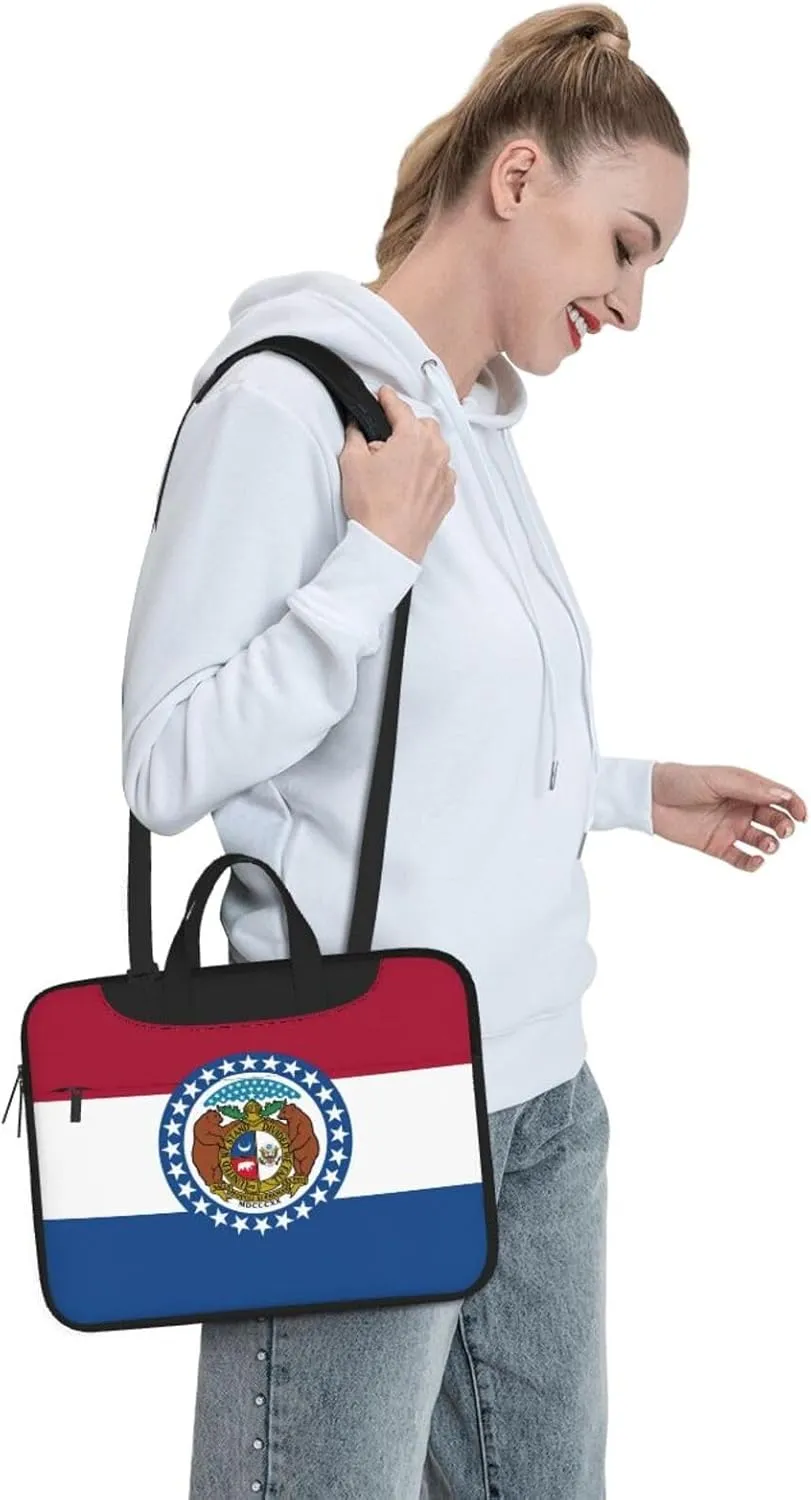 Missouri State Flag Print Laptop Adjustable Shoulder Strap With Handle Accessory Pocket For Men Women