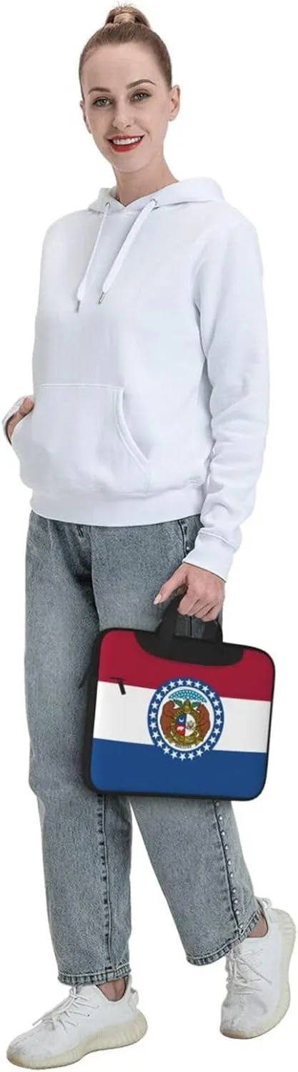 Missouri State Flag Print Laptop Adjustable Shoulder Strap With Handle Accessory Pocket For Men Women